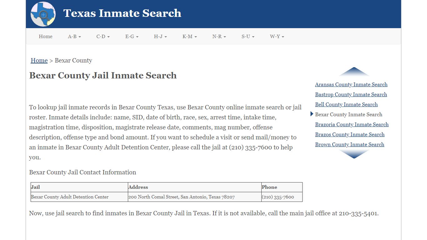 Bexar County Jail Inmate Search